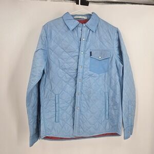 CRIQUET Mens Quilted Shirt Jacket Baby Blue Snap Button Lightweight Casual Sz S